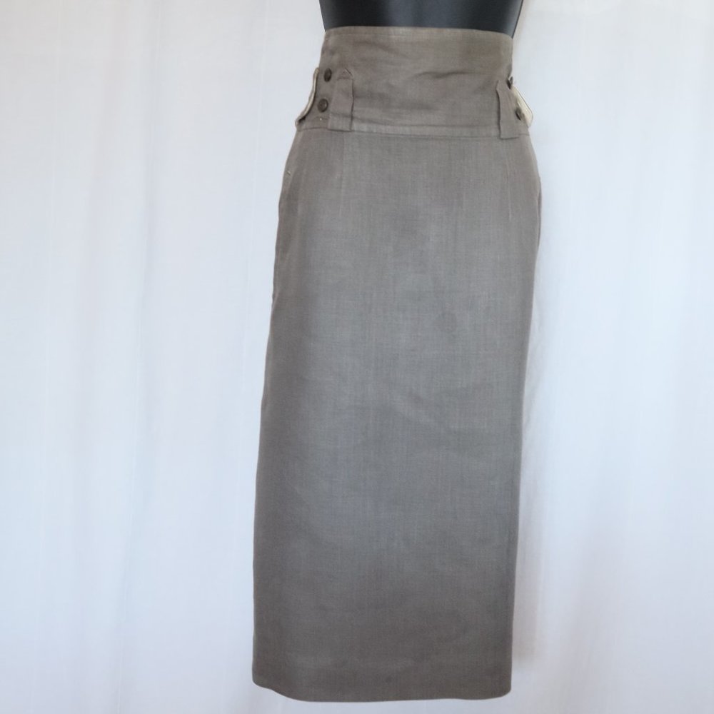 90's Matseuda High-Waisted Gray-Green Pencil Skirt